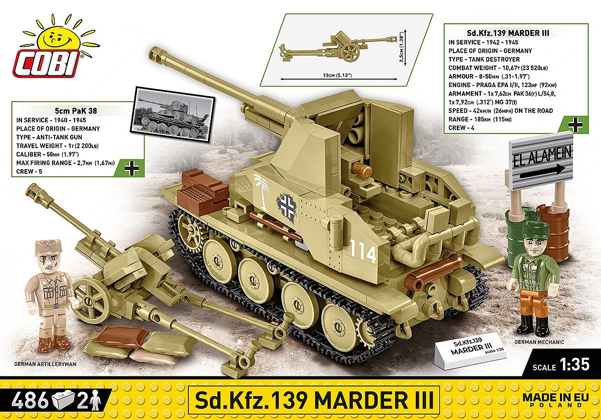 その他 COBI MARDER III (Sd.Kfz.139) 1:35 COBI Sd Kfz 139 Marder III | PAK 38 | 1-35 Scale | Model 3131