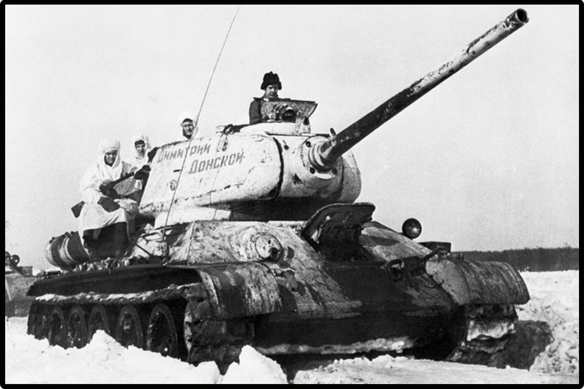 Archival photograph of the T-34-85 tank from the 
