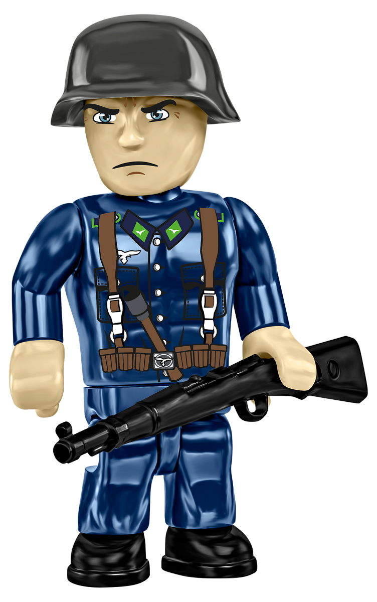 Soldier minifigure in full gear wearing a helmet.