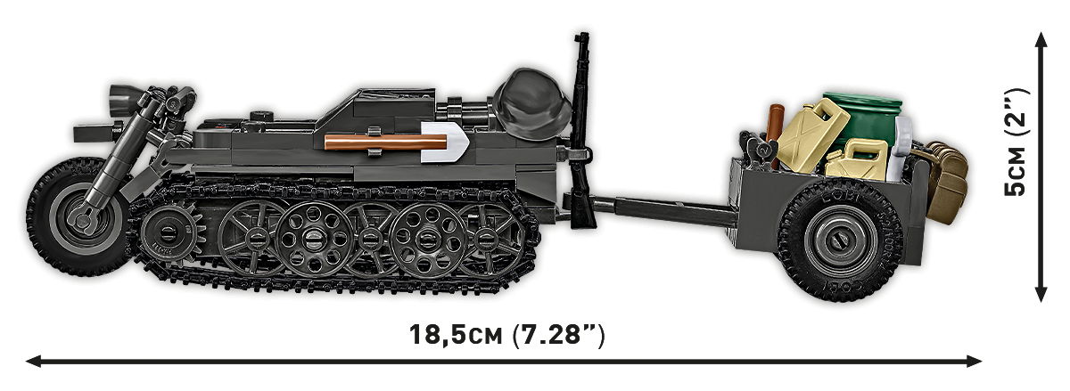 Overall dimensions of the model with trailer.