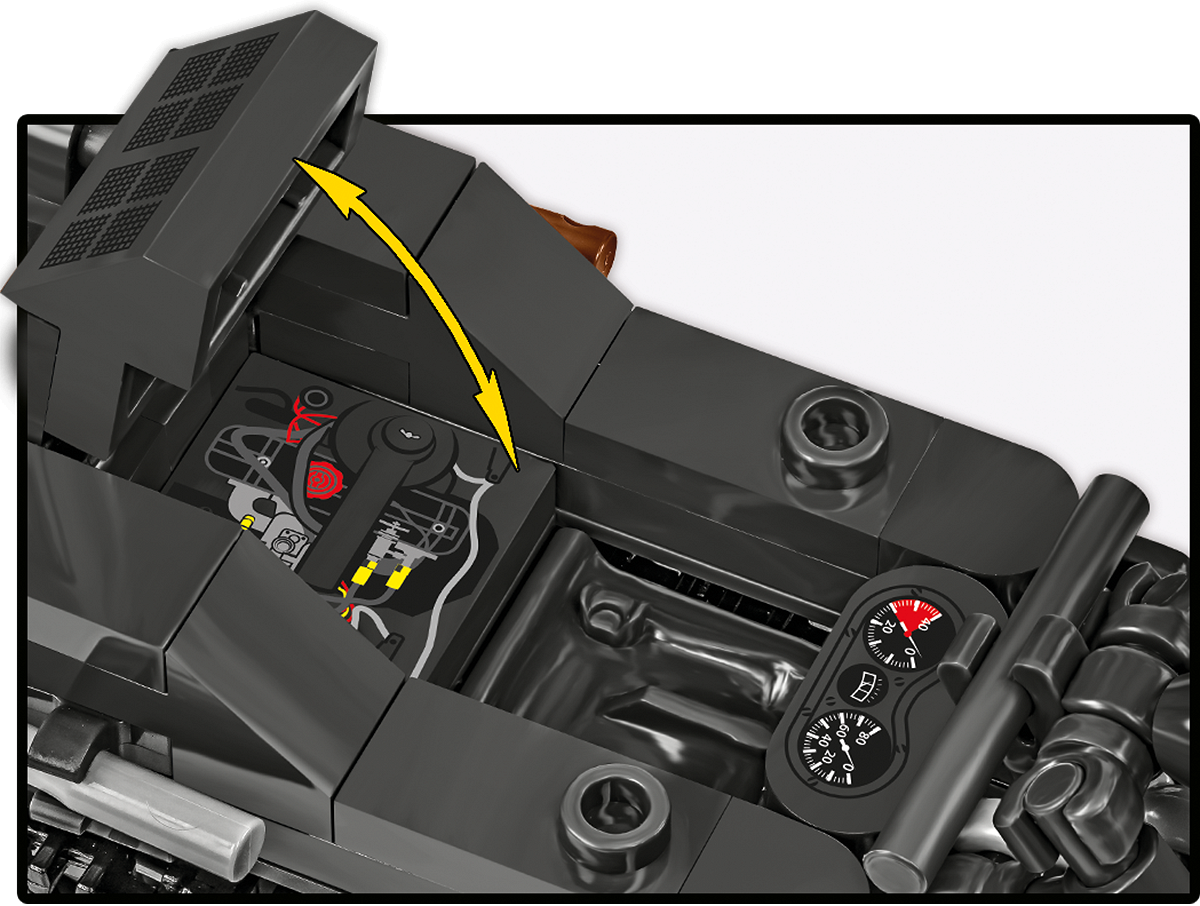 Close-up of the printed details reproducing the Kettenkrad model's bodywork.