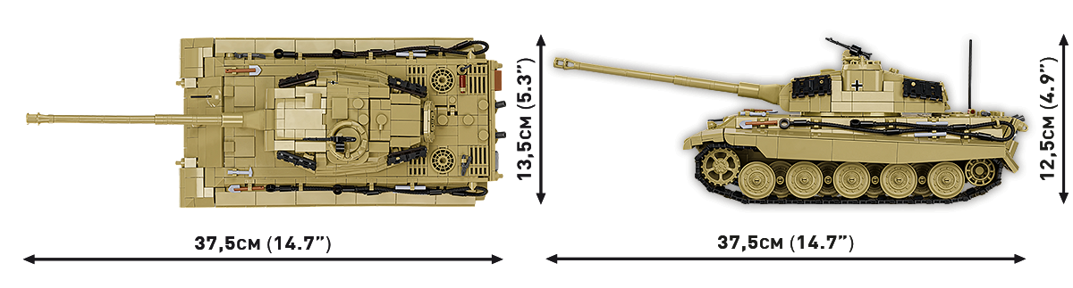 Overall dimensions of the TIGER II KING TIGER (KTV2) model.